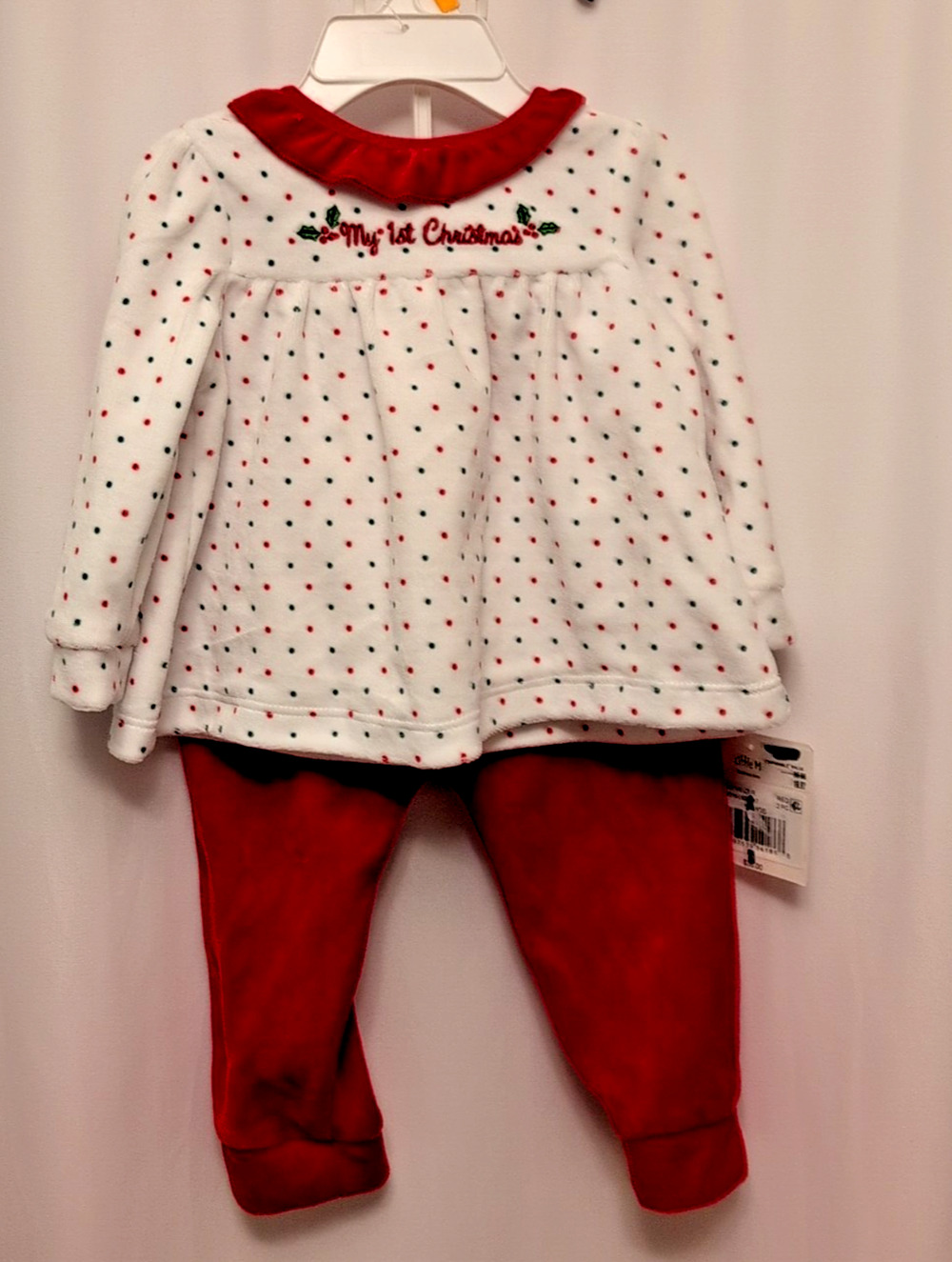 Little Me My First Christmas Holiday Velour 12 Mos Msrp$36